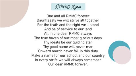 rmc hymn lyrics|RMMC Hymn with Lyrics .